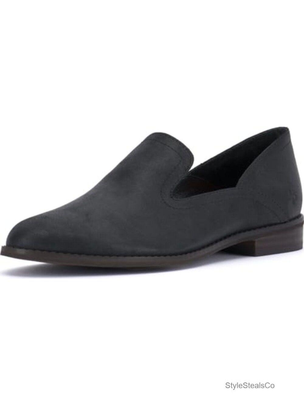 Leather Flat Loafers Slip-On Almond Toe Cushioned Insole